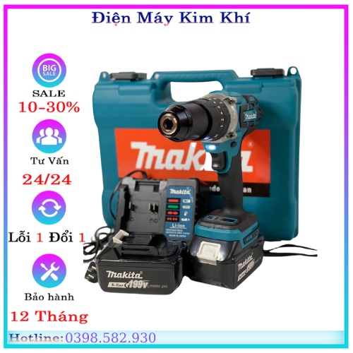 Máy Khoan Pin Makita 3 chức năng, khoan bắn vít siết ốc, có chế độ búa , pin tím 10cell sử dụng 3-4 tiếng liên tục frees