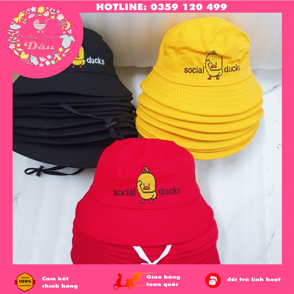 Mũ bucket cho bé trai, gái hình vịt dễ thương có dây rút size từ 2-5 tuổi