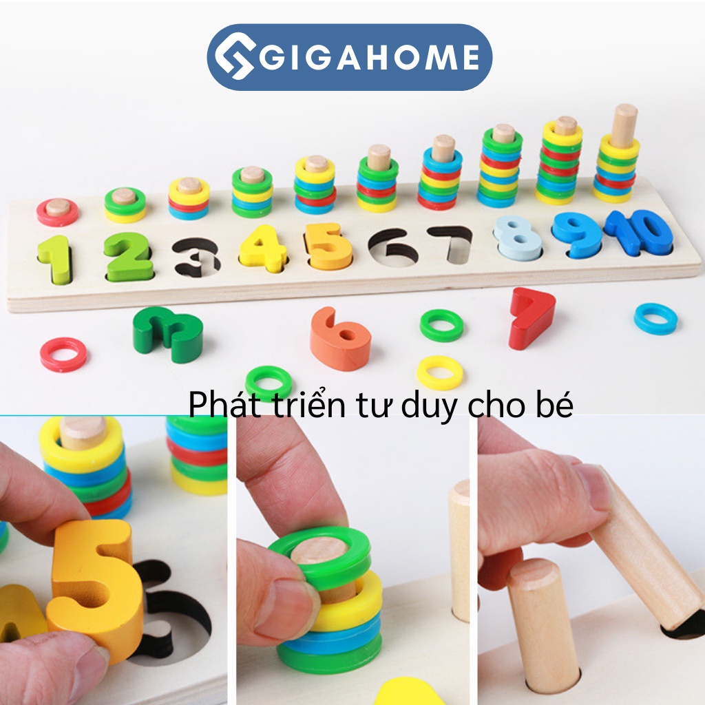 Bảng Ghép Số Hoặc Hình Khối 2 Dòng Nhiều Màu Sắc GIGAHOME Cho Bé Phát Triển Tư Duy 6395