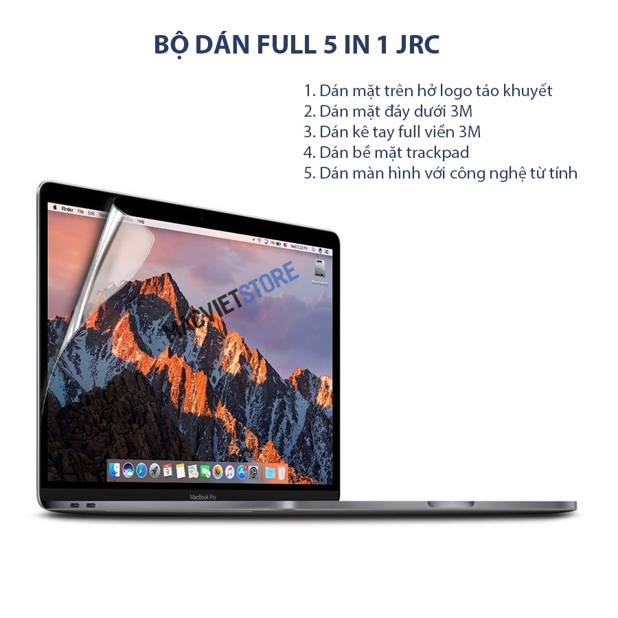 Bộ Dán Full Body 5 In 1 Macbook JRC (Tặng Lót phím + Nút bịt bụi)
