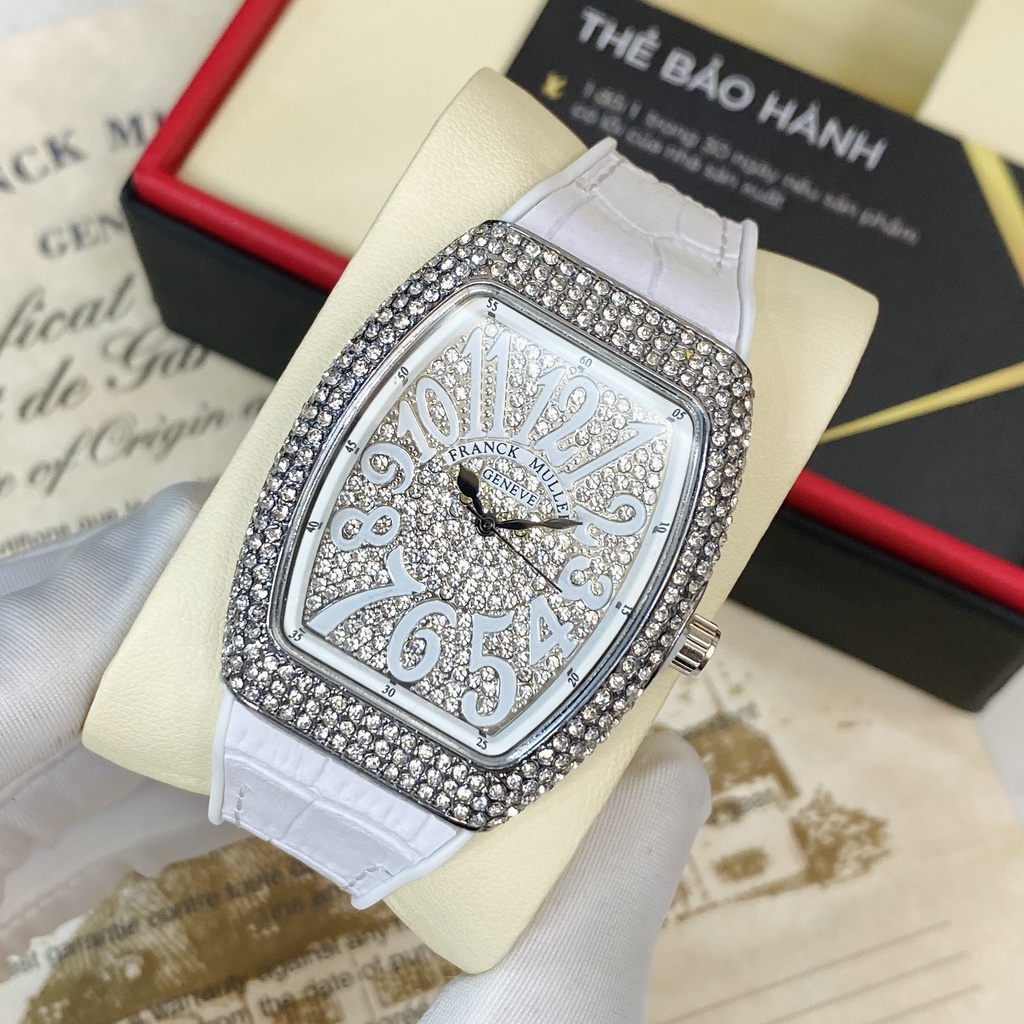 Đồng hồ nữ Franck mullermáy pin dây cao su mặt full đá cao cấp có bảo hành DHN002