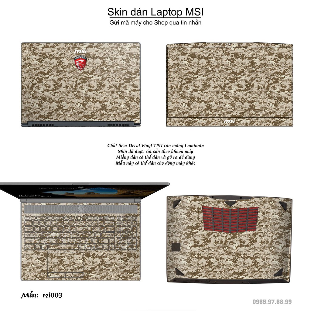 Skin dán Laptop MSI in hình rằn ri _nhiều mẫu 2 (inbox mã máy cho Shop)