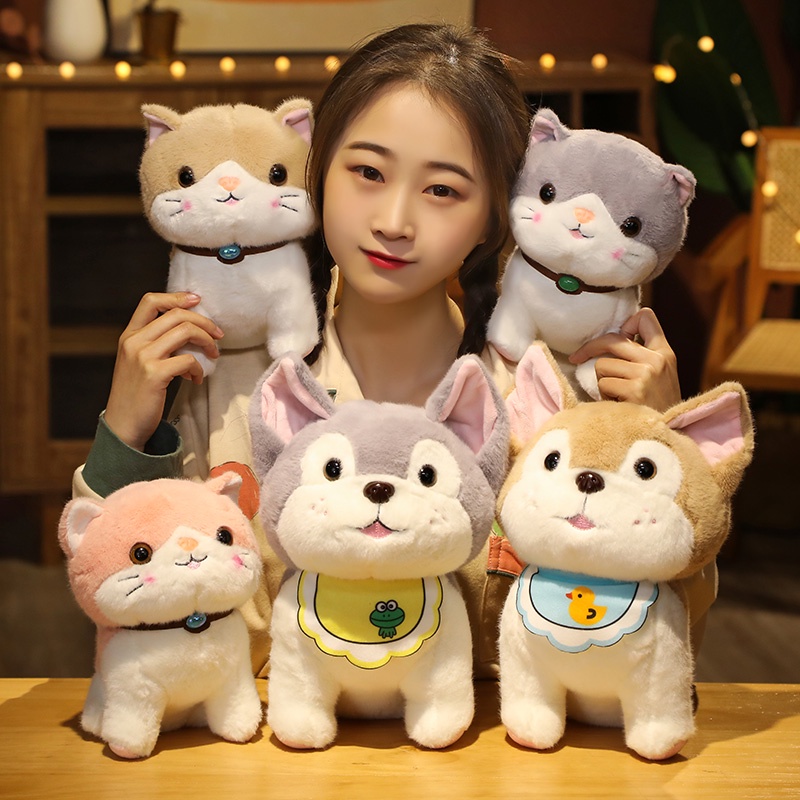 ❤Đồ chơi nhồi bông Hình Chó Mèo Hoạt Hình Dễ Thương 25/30cm