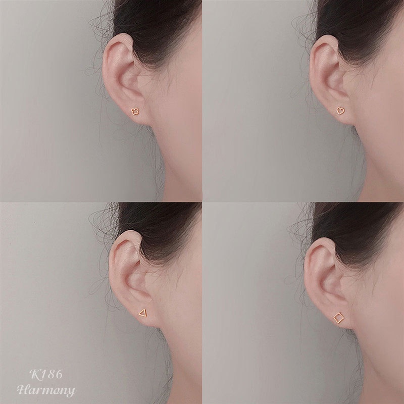 Bông tai nữ khuyên bạc mạ nhỏ basic set nhiều mẫu K186| HARMONY ACCESSORIES