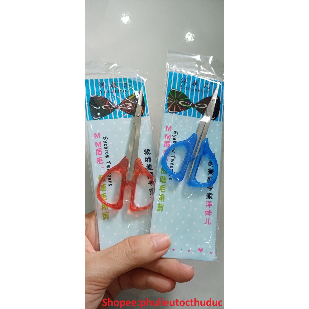 Kéo cắt mi cán nhựa - Kéo cắt lông mũi - phụ liệu tóc Thủ Đức