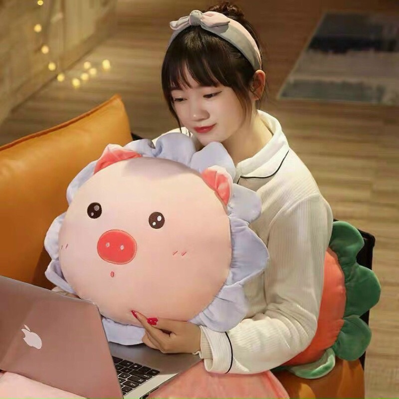 Chăn gối gấu bông hình thú cho bé, bộ chăn gối văn phòng hình thú nhồi bông nhiều mẫu