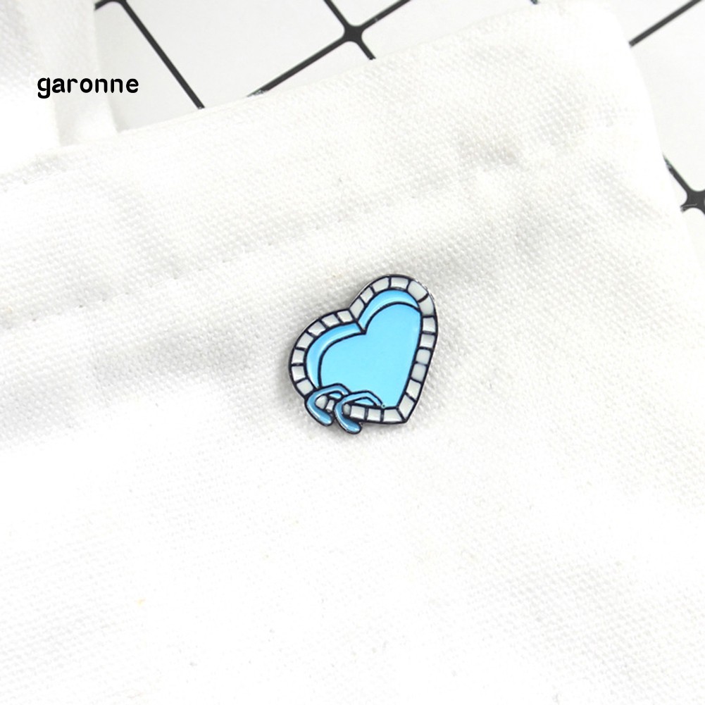 GA_Cartoon Enamel Love Heart Swimming Pool Badge Collar Lapel Brooch Pin Jewelry
