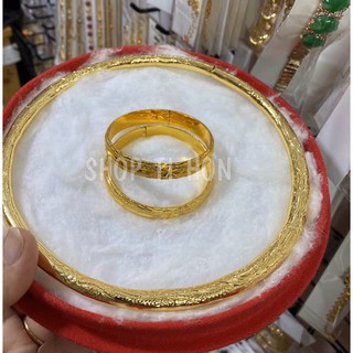 Trang sức cưới màu vàng 24 cao cấp gồm 1 kiềng cổ 2 vòng tay