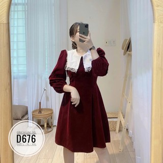 Bigsize Đầm nhung đỏ D676