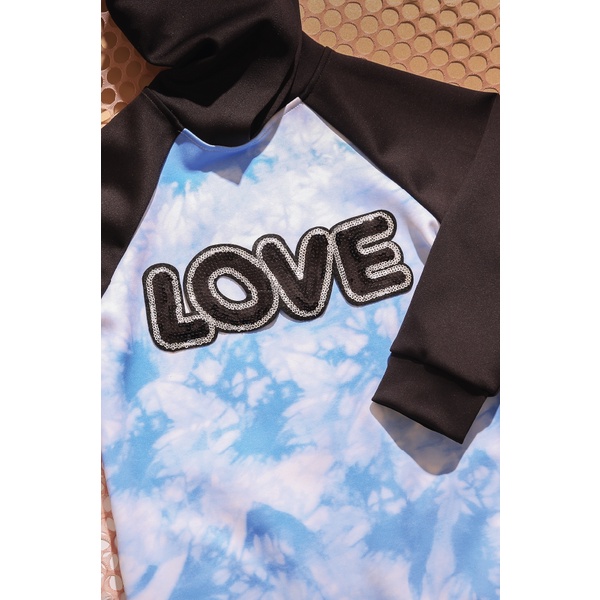 Đầm dài tay JOOKYLI bé gái họa tiết xanh loang 42G0812