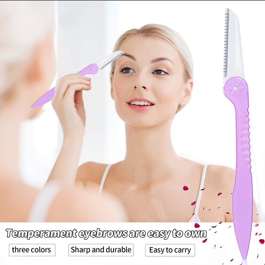 [Hàng mới về] Set 3 dao tỉa lông mày/cạo lông mặt di động cho nữ