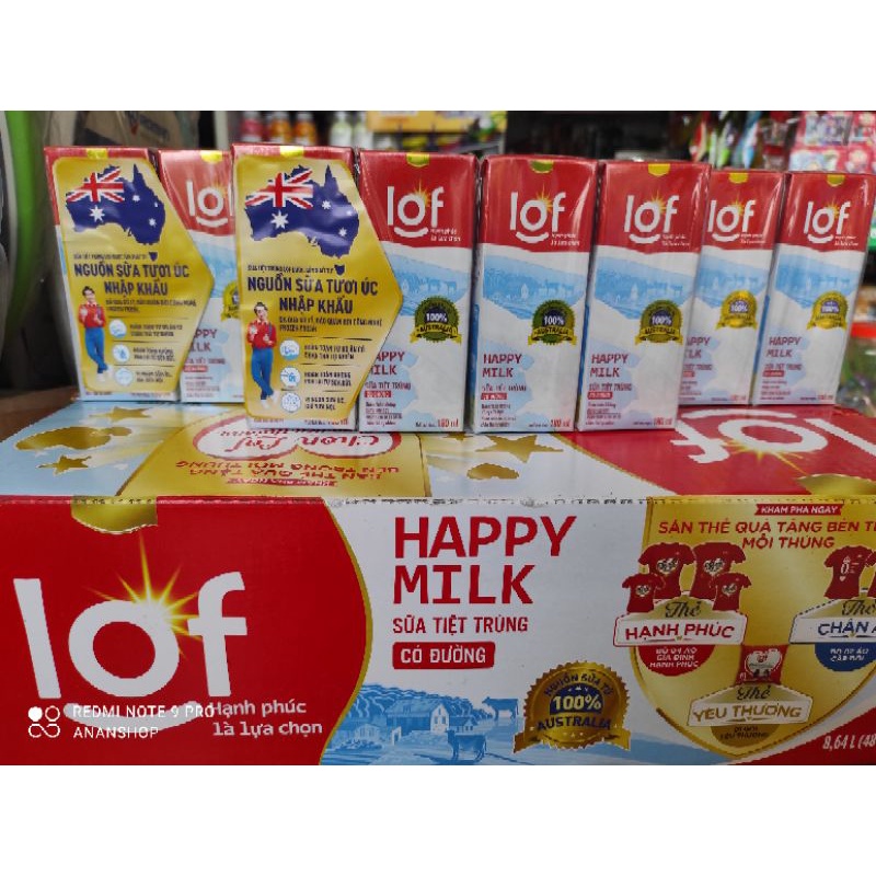 Thùng 48 hộp 180ml sữa tiệt trùng Lof Happy Milk