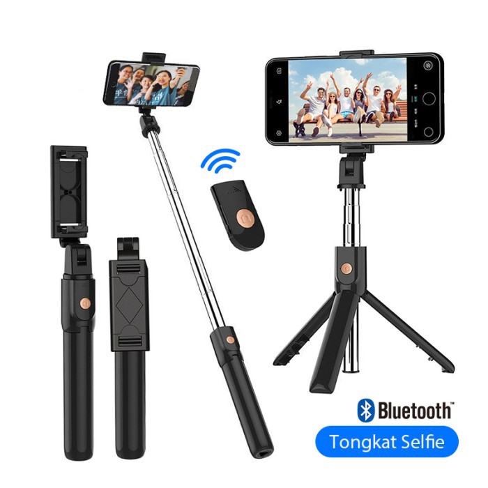 Gậy Chụp Ảnh Tự Sướng Có Chân Đế Điều Khiển Bluetooth Màu Đen Cho Điện Thoại | BigBuy360 - bigbuy360.vn