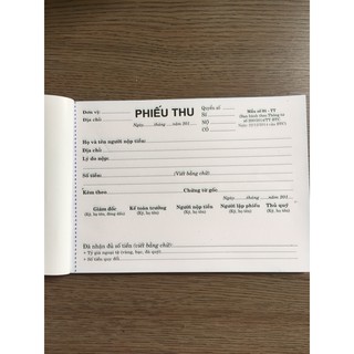 Phiếu thu chi 2 liên giấy Cacbon (100 tờ/ quyển)