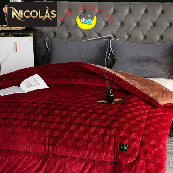 Chăn lông cừu pháp NICOLAS mẫu mới 2022 chính hãng, nhập khẩu kích thước 200 x 230 cm, nặng 4,5kg - Timibedding
