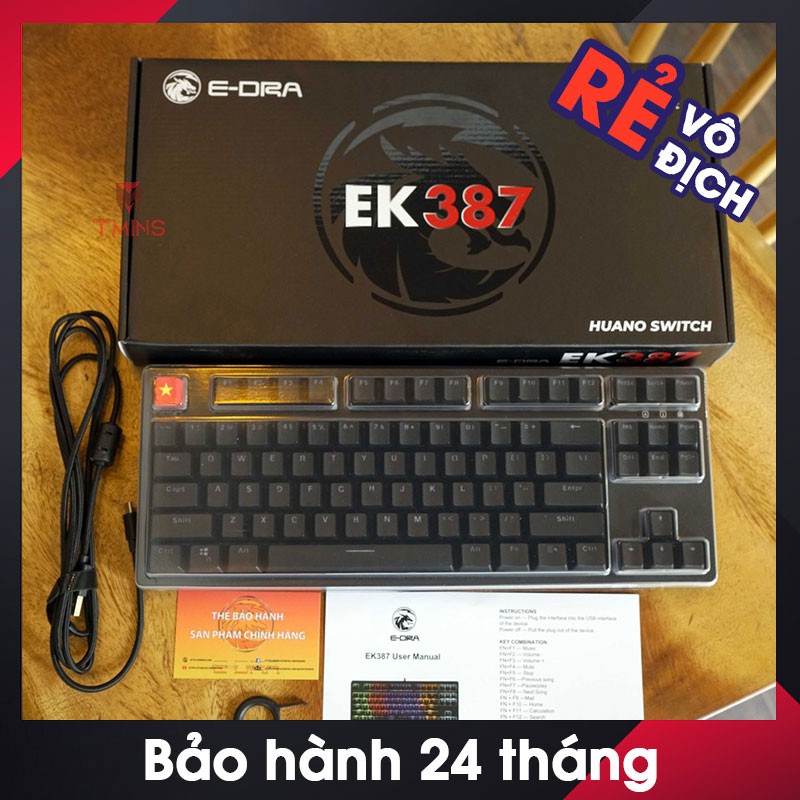 Bàn phím cơ E-Dra EK387 Rainbow, EK387 RGB (Gateron/Huano Switch Bản 2021) - Bảo hành 24 tháng chính hãng