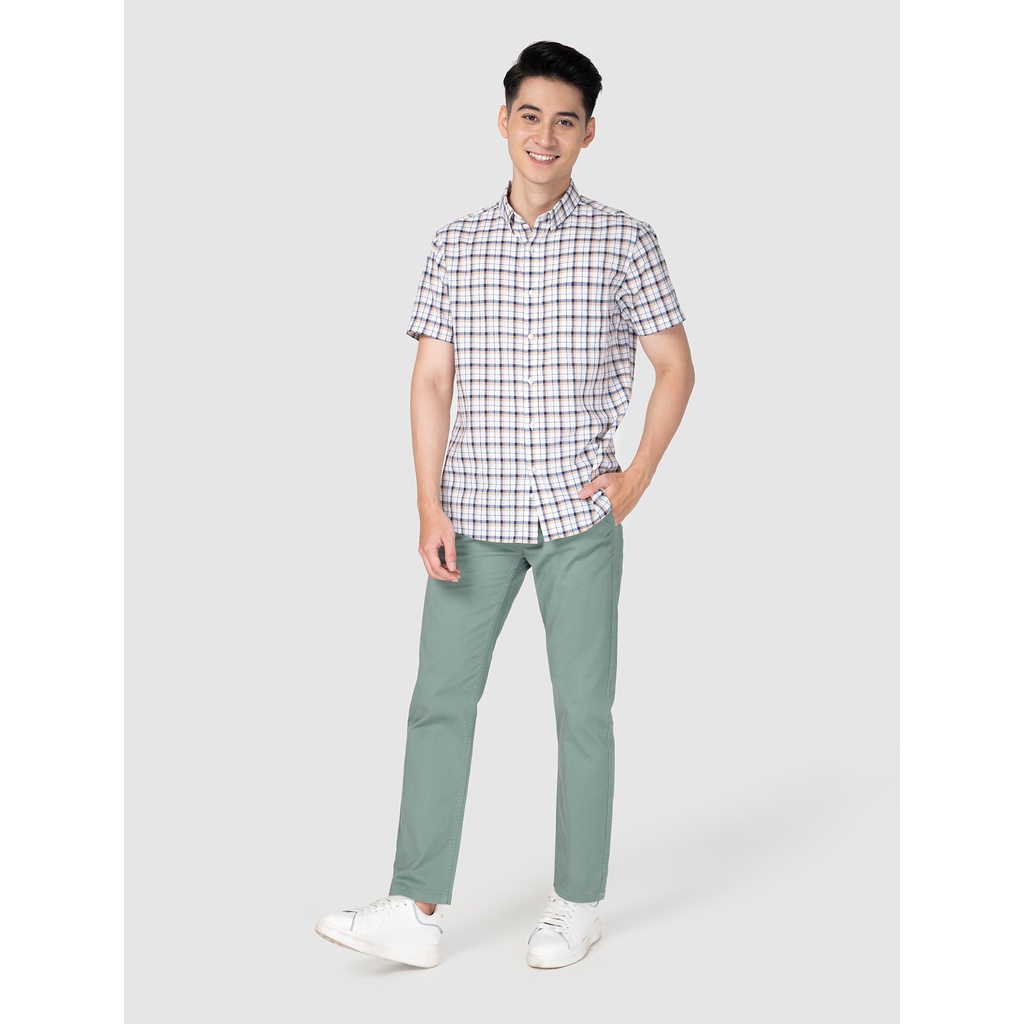 Áo sơ mi nam cotton cộc tay kẻ caro CANIFA - 8TH21S008