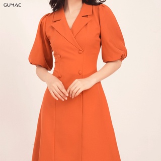 Đầm cổ vest nút bọc DA555 GUMAC