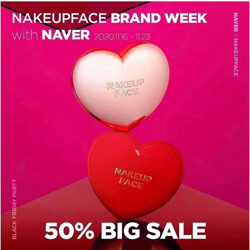 [Sale 50% Tặng 1 lõi] Phấn nước Nakeup Face Hàn Quốc che phủ tuyệt đối, hộp trái tim siêu đẹp, chống nắng SPF 50+++