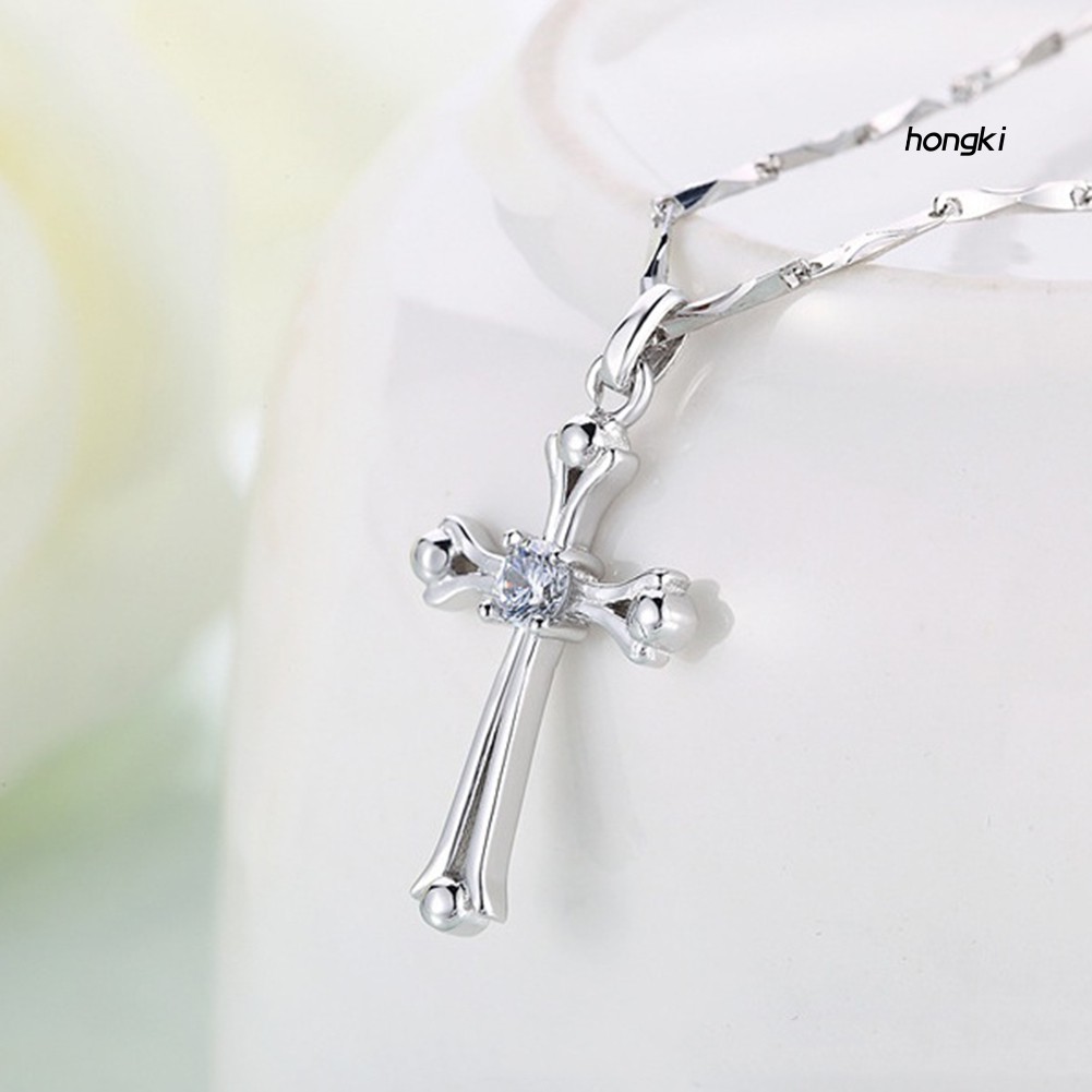 Mặt dây chuyền hình cây thánh giá đính đá zircon thời trang cho nữ