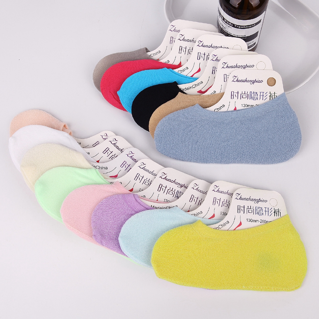 1 hoặc 6 đôi tất cotton siêu mỏng phối màu dễ thương dành cho nữ