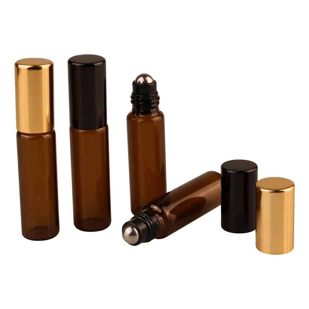 Chai lăn bằng thủy tinh màu hổ phách đựng nước hoa/tinh dầu dung tích 10ml