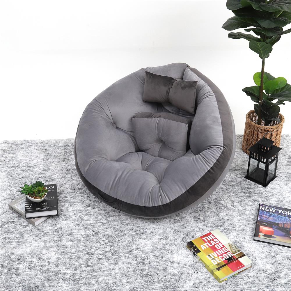 HomeBase HLS Đệm ngồi ghế lười Polyester siêu dày siêu êm mềm mại thoải mái R88xC63xS50 cm xám
