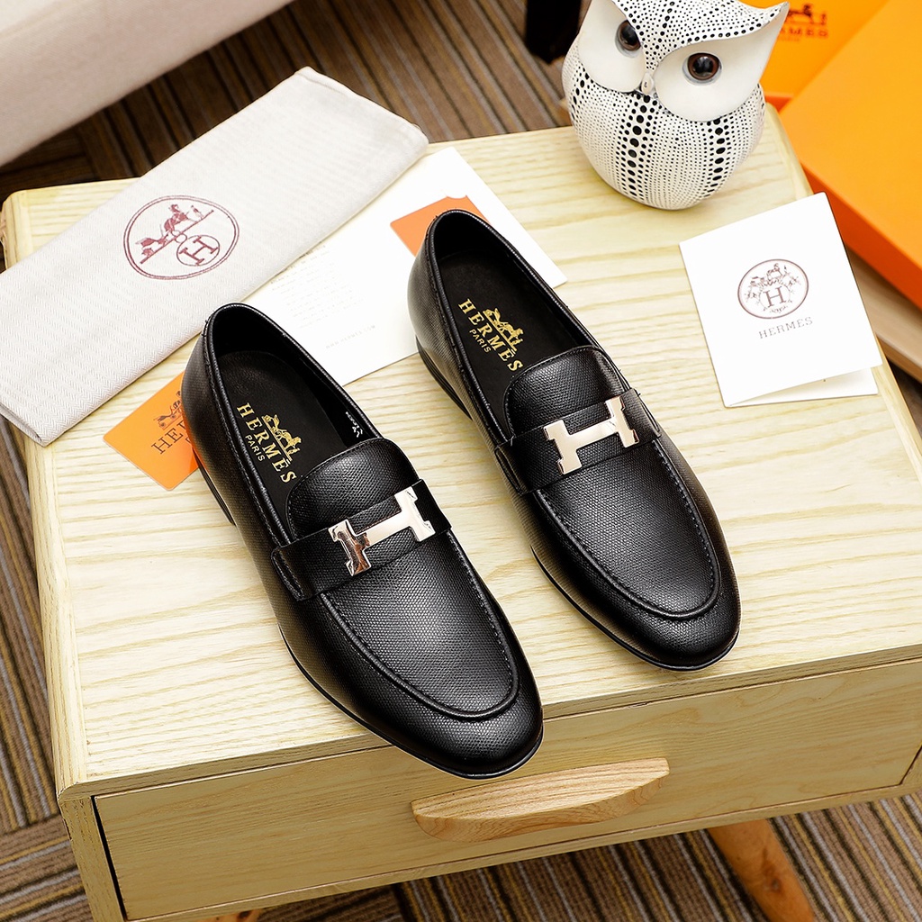 Giày tây lười nam da thật thời trang cao cấp Hermes HM phong cách sang trọng, lịch lãm