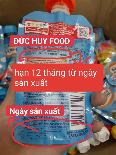 Hoa quả nghiền Fruto Nga đủ vị mẫu mới  gói 90g cho bé từ 4 tháng date mới nhất