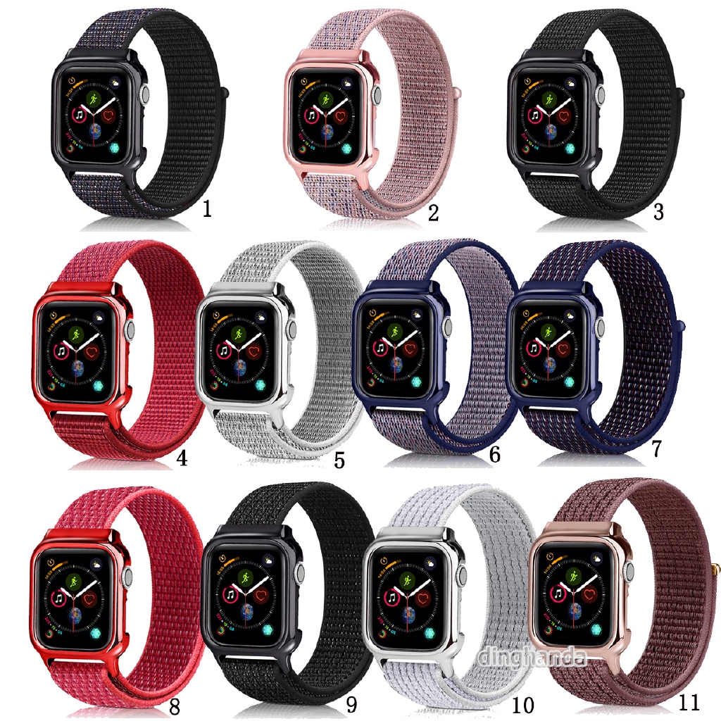 Vỏ bảo vệ kèm dây đeo nylon cho đồng hồ thông minh Apple Watch dòng thế hệ 4 5 40mm 44mm