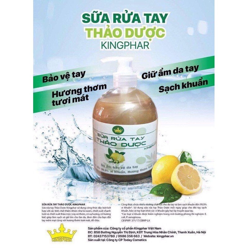 SỮA RỬA TAY THẢO DƯỢC KINGPHAR