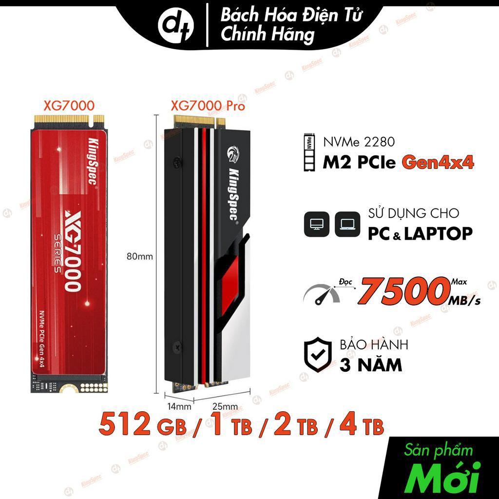 Ổ cứng SSD M2 NVMe PCIe Gen4 x 4 KingSpec | XG7000, XG7000 Pro - Hàng Chính Hãng