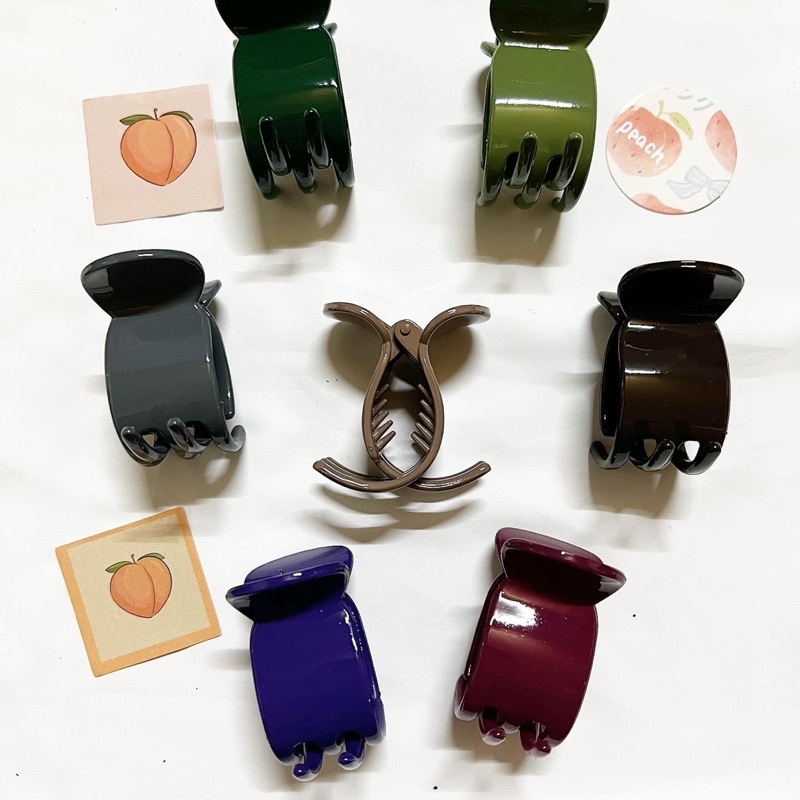 Kẹp tóc càng cua 5 răng nhựa bóng tông màu trầm