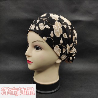 phong cách dân tộc nữ sợi thun thoáng khí mũ mùa hè hoa mỏng mũi giày phụ Hồi giáo đội đầu