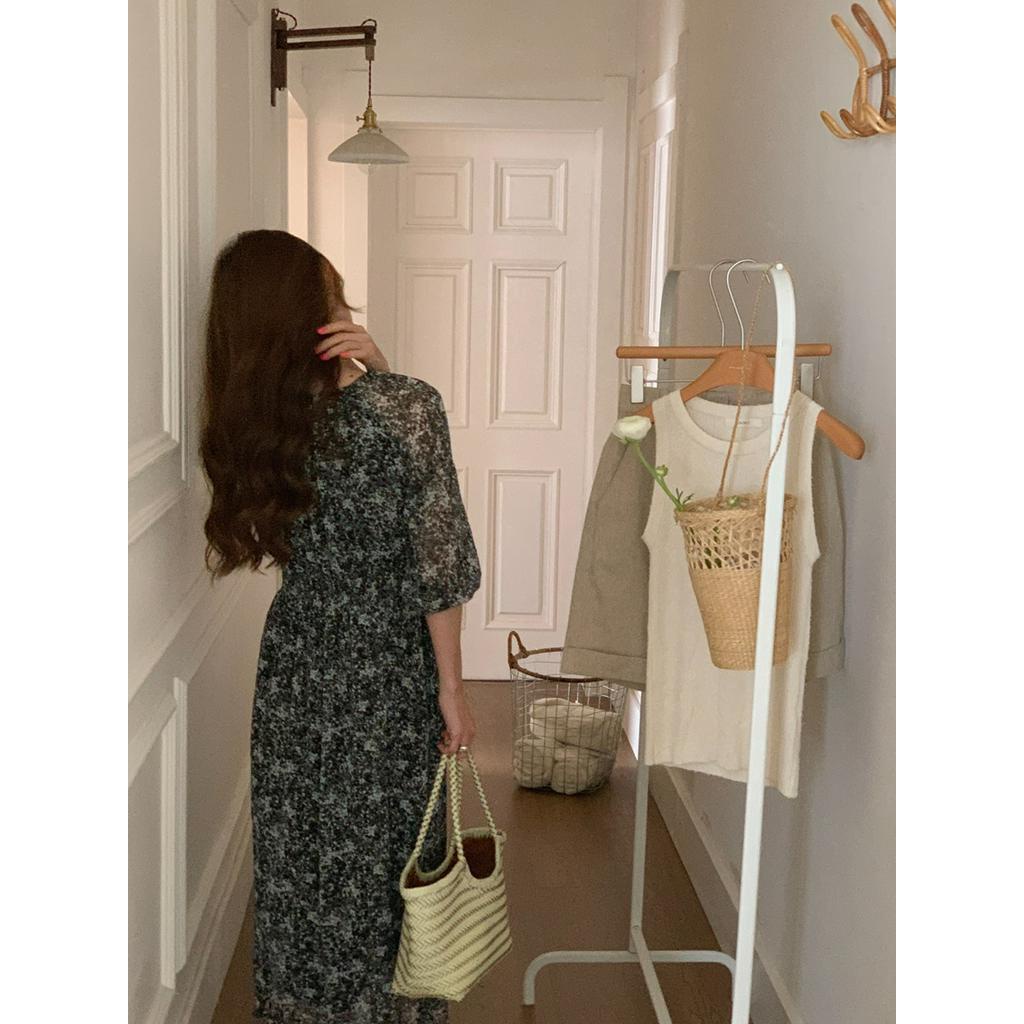 Đầm Voan Hoa Hở Vai Thời Trang Mùa Hè Kiểu Retro Sành Điệu 63010