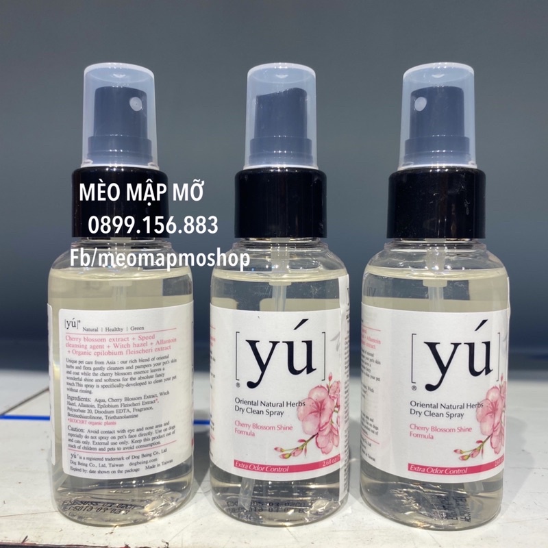 XỊT TẮM KHÔ CHÓ MÈO YÚ ĐÀI LOAN 75ml