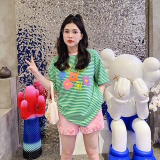 Set đùi áo sọc quần lưới phối nơ