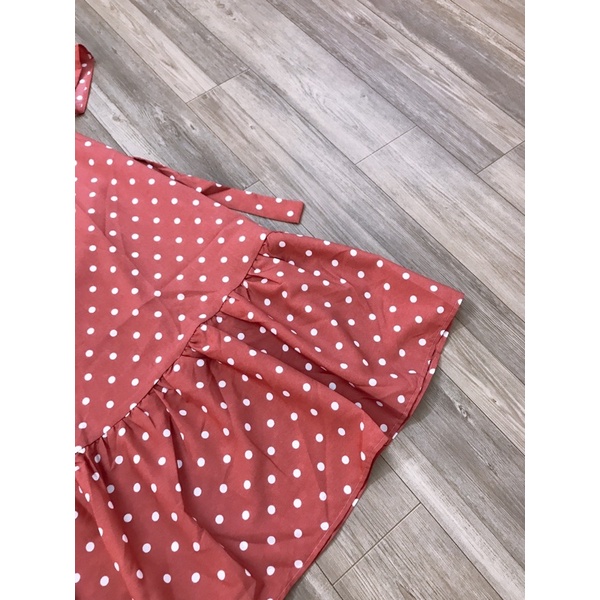 ĐẦM BẦU CHẤM BI THẮT EO SIÊU XINH -[ ẢNH THẬT SHOP CHỤP 100%] SALE 195K