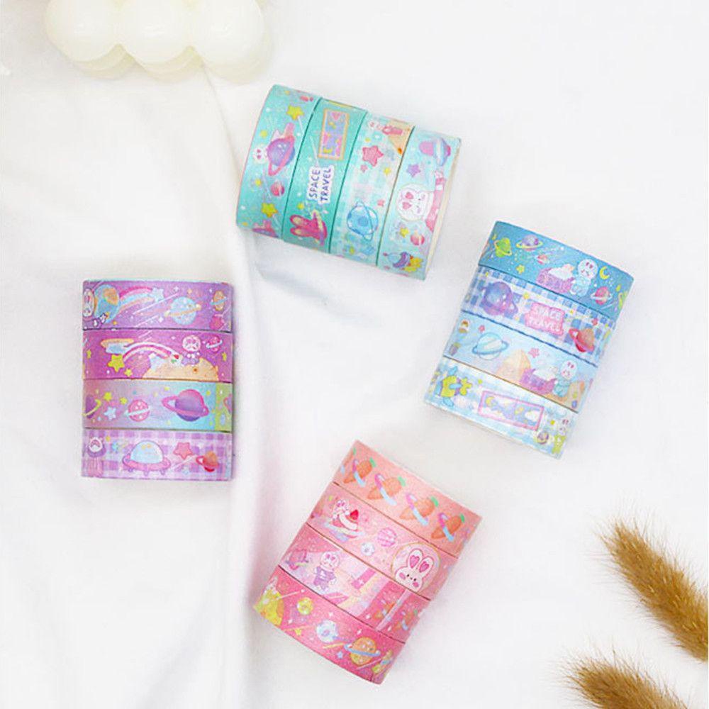 Set 4 Cuộn Băng Dính Washi Trang Trí Sổ Lưu Niệm Dễ Thương Dành Cho Học Sinh