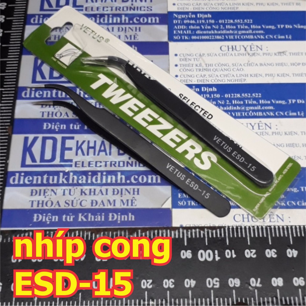 2 cái NHÍP GẮP LINH KIỆN VETUS màu ĐEN, có vỏ giấy các loại từ ESD10~ESD15 kde1653