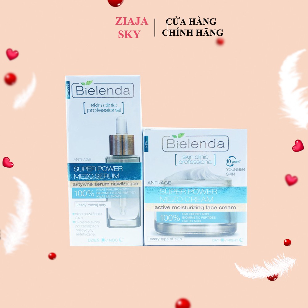 Bộ Chăm Sóc Da Serum Và Kem Dưỡng Ẩm Sau Lăn Kim, Bổ Sung Hyaluronic Acid - Bielenda Xanh Dương 30-50ml