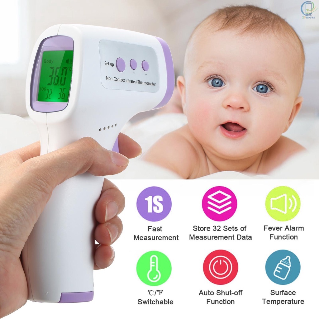 Nhiệt kế hồng ngoại đo nhiệt độ cơ thể, bề mặt không tiếp xúc, kết quả hiển thị chính xác, tặng kèm pin