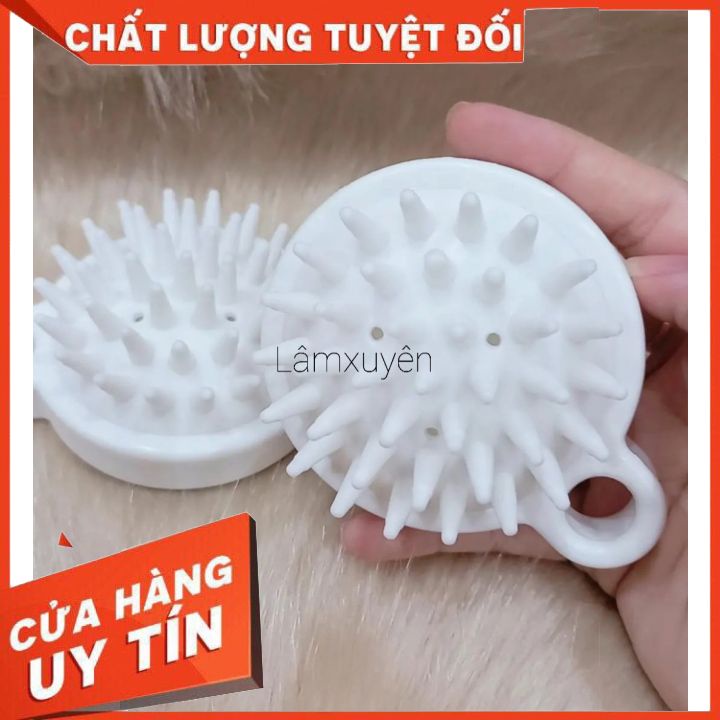 Lược gội đầu dưỡng sinh TRẮNG silicon gỡ rối ,loại bỏ những cặn bã nhờn, gàu(ngăn rụng tóc kích thích mọc tóc) [tậngốc].