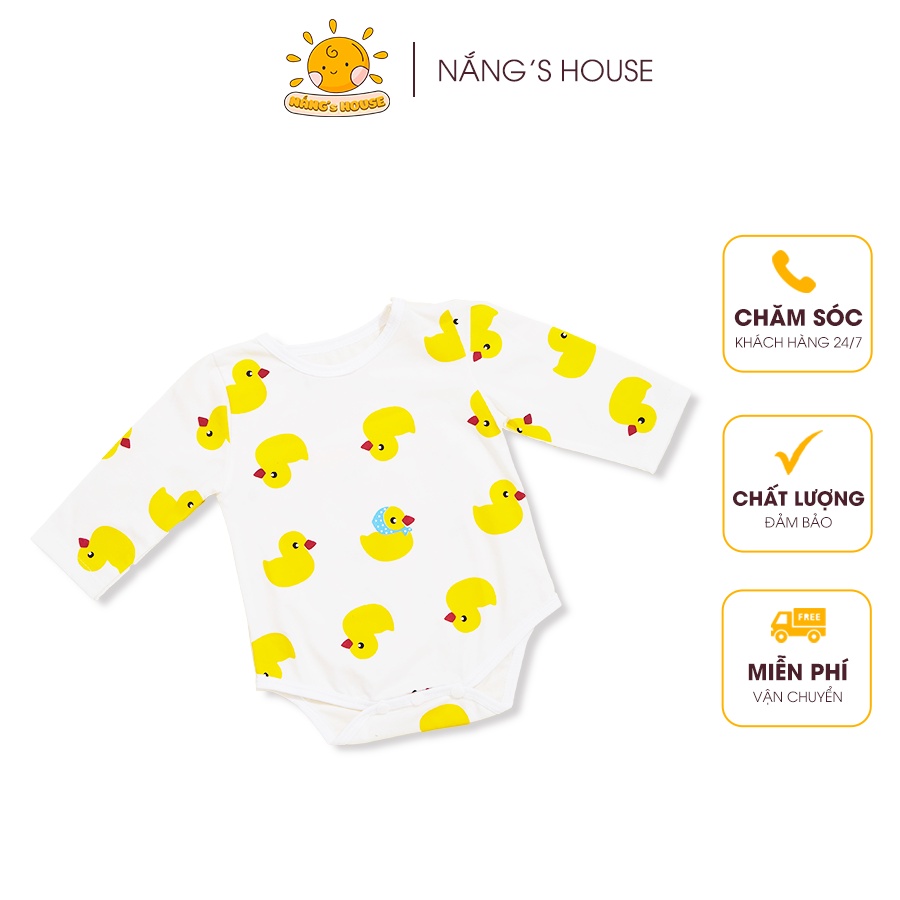 (Xả hàng kèm quà tặng)Bộ body chip bé trai bé gái hình vịt con vàng đáng yêu, bộ liền thân chất cotton thoáng mát - Nắng
