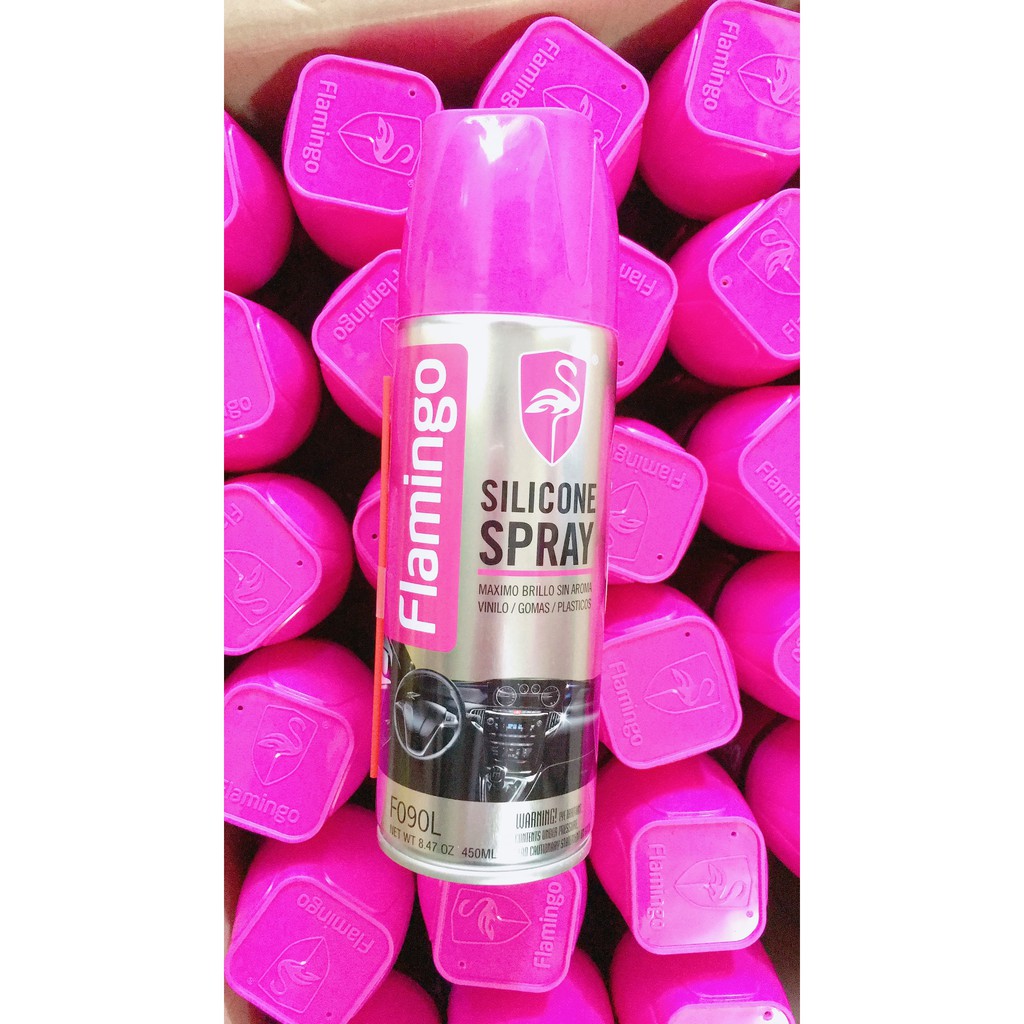 Bình xịt bọt Flamingo Silicone Spray F090L Hương Chanh - Đánh bóng đồ da và gỗ trên ô tô