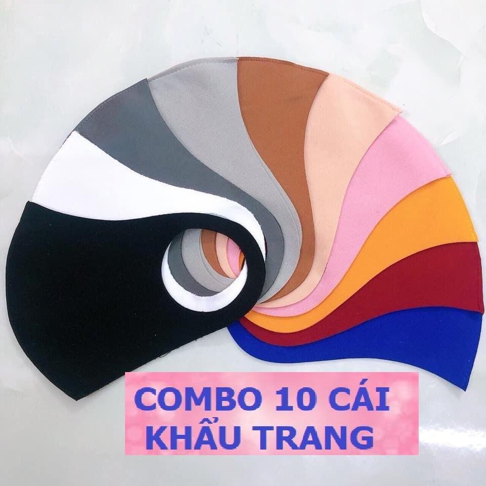 COMBO 10 KHẨU TRANG VẢI SU 3D LỌC KHÍ, KHÁNG KHUẨN, GIẶC TÁI SỬ DỤNG ĐƯỢC NHIỀU LẦN CHO NAM NỮ SHOP BAO ĐỔI TRẢ MIỄN PHI
