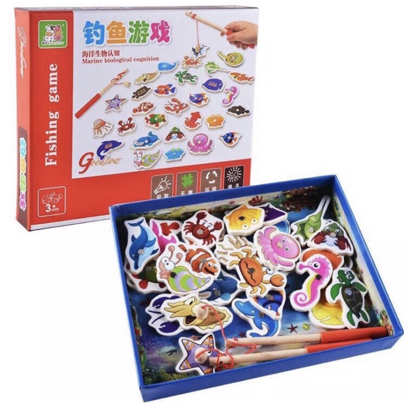 Câu cá nam châm gỗ