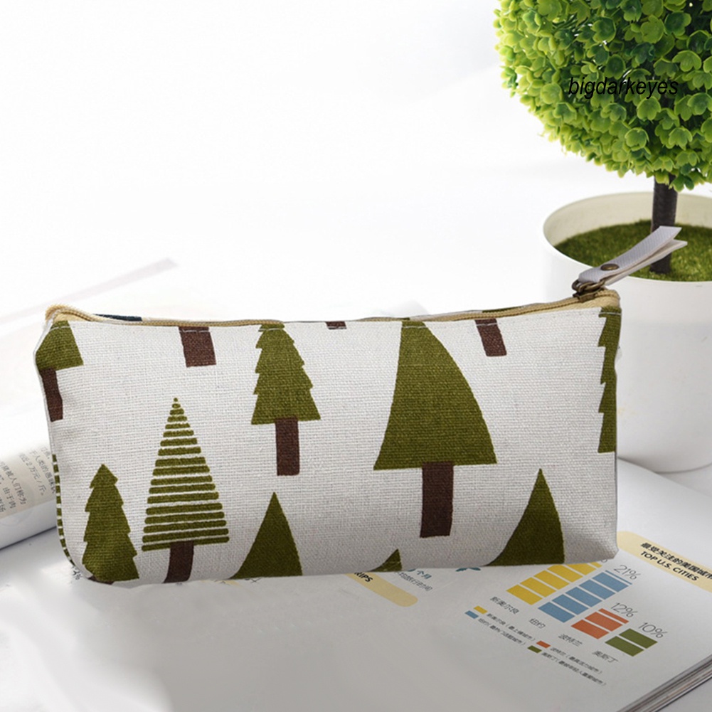 Túi Đựng Bút Chì Bằng Vải Cotton Lanh In Họa Tiết Hoạt Hình Dễ Thương