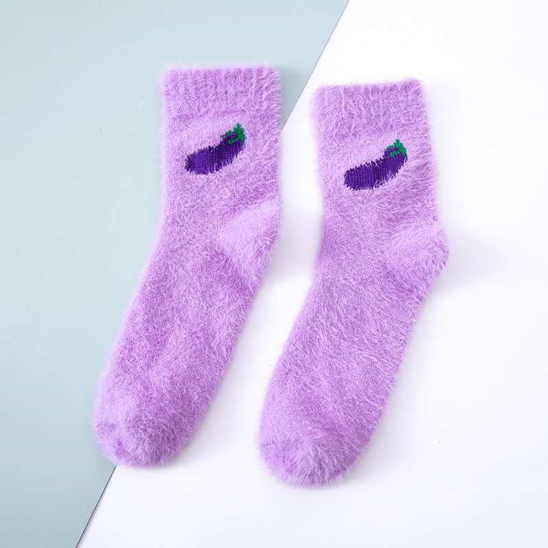 Take Talk Vớ cotton dày cổ trung thoáng khí thấm hút mồ hôi họa tiết trái cây hoạt hình size EU 35-40 thời trang