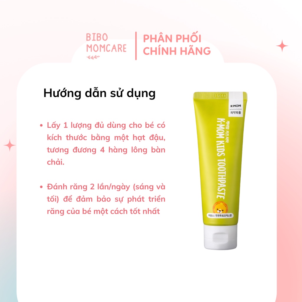 Kem Đánh Răng Hữu Cơ K-Mom 2-12 tuổi 50g Loại Ít Flouride